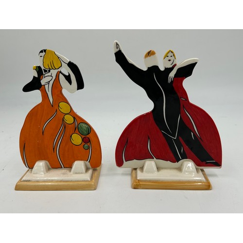 85 - A pair of Wedgwood Age of Jazz dancers  Bizarre by Clarice Cliff. Both dated 2000. Tango dancer 15cm... 