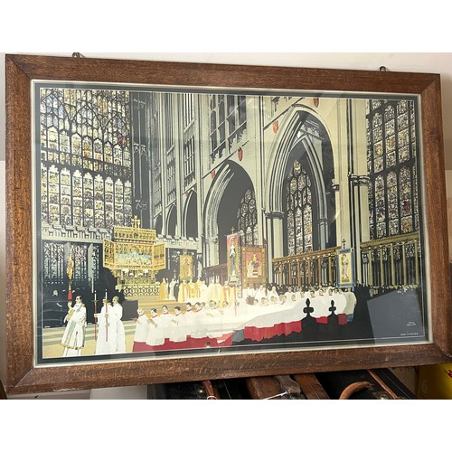 1372 - Fred Taylor (1875-1963) A very large colour lithograph of York Minster Interior. Image 79 x 119cm.