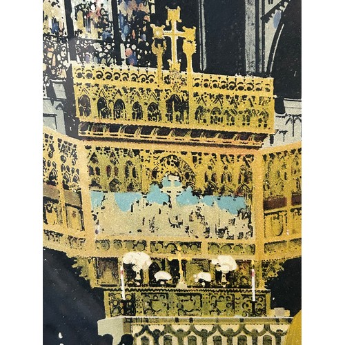 1372 - Fred Taylor (1875-1963) A very large colour lithograph of York Minster Interior. Image 79 x 119cm.