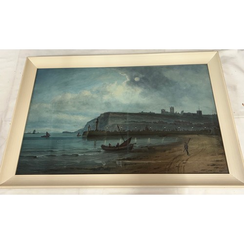 1411 - J F Branagan (English, 19th Century). Three watercolours. 'Whitby Moonlight' framed, signature and t... 