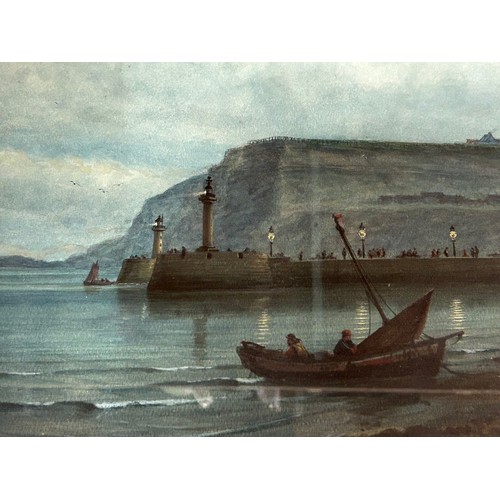 1411 - J F Branagan (English, 19th Century). Three watercolours. 'Whitby Moonlight' framed, signature and t... 