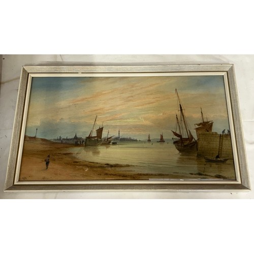 1411 - J F Branagan (English, 19th Century). Three watercolours. 'Whitby Moonlight' framed, signature and t... 