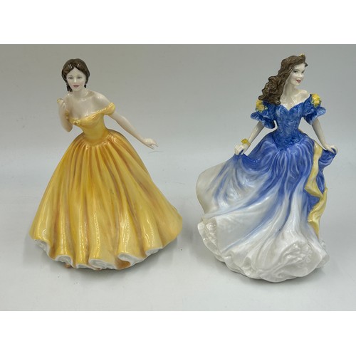 86 - Ten Royal Doulton figurines: Figure of the Year 1998 HN4041 Rebecca, 2003 Elizabeth HN4426, 1995 HN3... 