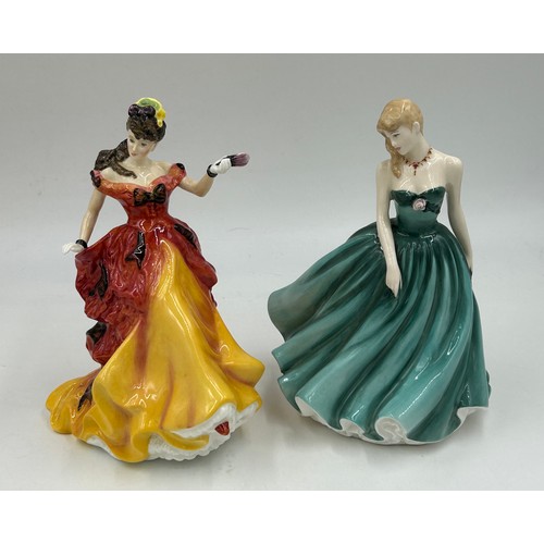 86 - Ten Royal Doulton figurines: Figure of the Year 1998 HN4041 Rebecca, 2003 Elizabeth HN4426, 1995 HN3... 