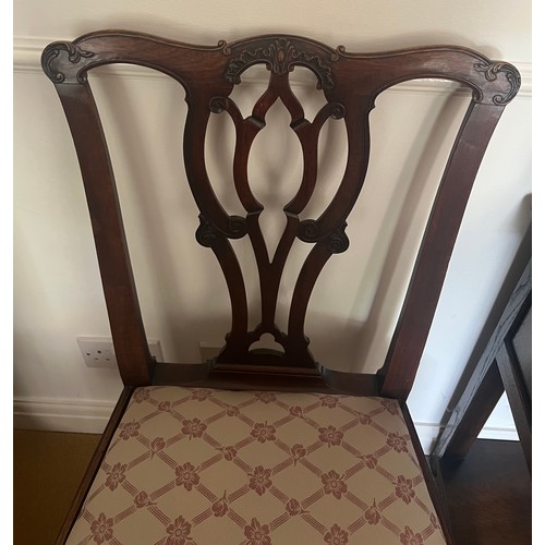 59 - An 18thC mahogany Chippendale style chair with drop in seat. 93cm h to back.