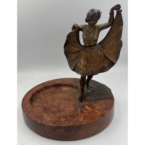 1363 - A 19thC Franz Bergman (Austrian/American 1861-1936) bronze figure depicting an exotic dancer. The sk... 