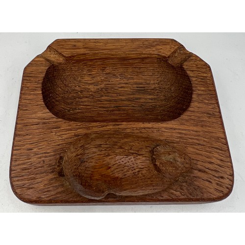 69A - A Peter Heap ‘Rabbitman’ oak ashtray. 10cm x 8.5cm. Marked to underside N with tree.