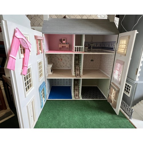 1113 - A modern dolls house, 61cm w x 83cm h x 31cm w together with bakers shop, music room, shop with acco... 