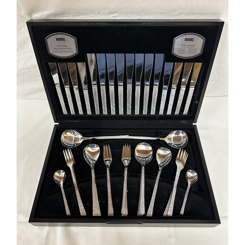 1365 - A Viners 8 piece canteen of cutlery by Gerald Benney, missing 1 teaspoon and 1 dessert fork (56).