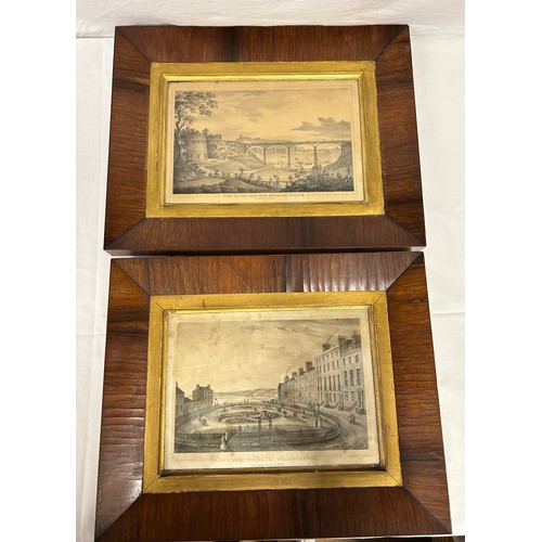 1370 - Two 19th century prints of Scarborough in Rosewood frames to include Cliff and Terrace 1828 and View... 