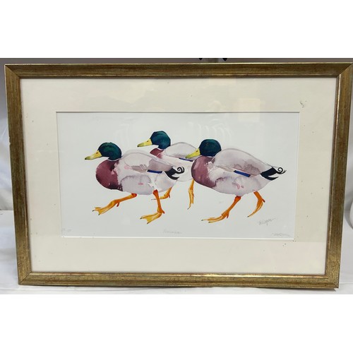 1371 - Three limited edition watercolour prints by Mary Ann Rogers to include 'Alarm' (248/500) image 57cm ... 