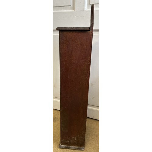 64 - A vintage wood baguette holder with copper design panels to the front. 91.5cm h x 26cm w x 17cm d.