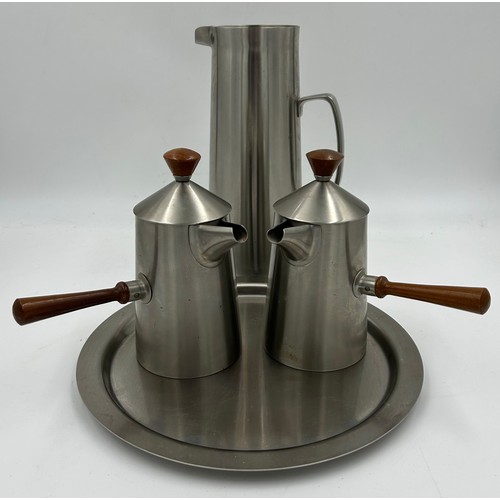 1345 - An Old Hall stainless steel Campden range coffee set designed by Robert Welch, circa 1957, comprisin... 