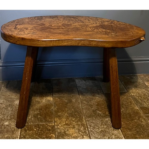 65 - A Robert Thompson, ‘Mouseman’ kidney shaped burr oak table on four octagonal legs with signature mou... 