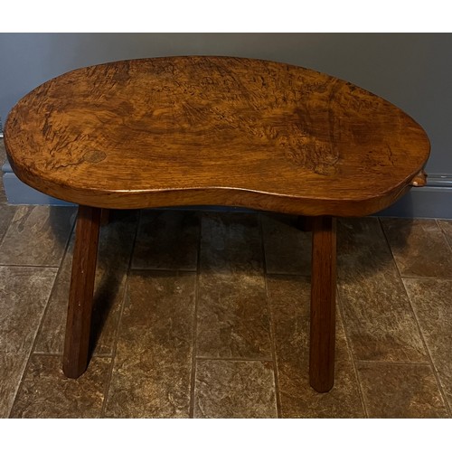 65 - A Robert Thompson, ‘Mouseman’ kidney shaped burr oak table on four octagonal legs with signature mou... 