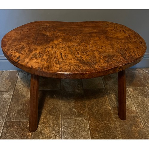 65 - A Robert Thompson, ‘Mouseman’ kidney shaped burr oak table on four octagonal legs with signature mou... 