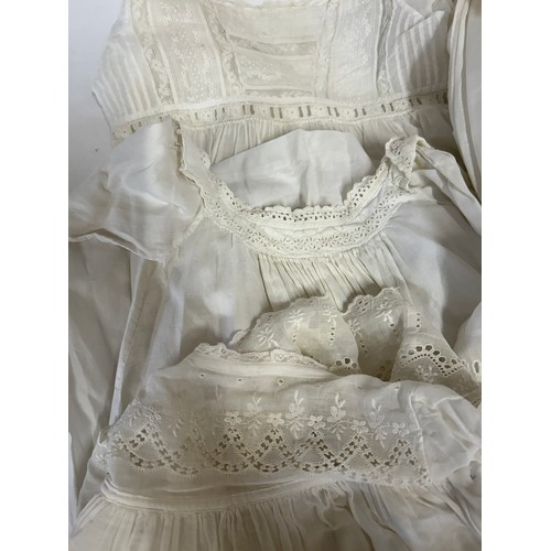 740 - A collection Victorian Nightgowns (4), Petticoats (3) along with 6 Christening Gowns all in cotton/l... 