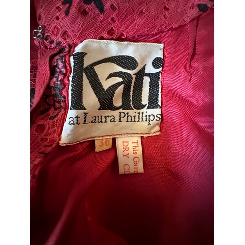 731 - Various vintage clothing to include a 60's red dress by Kati at Laura Phillips size 36, a blue dress... 