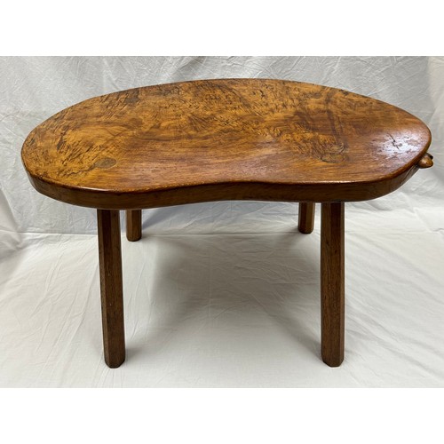 65 - A Robert Thompson, ‘Mouseman’ kidney shaped burr oak table on four octagonal legs with signature mou... 