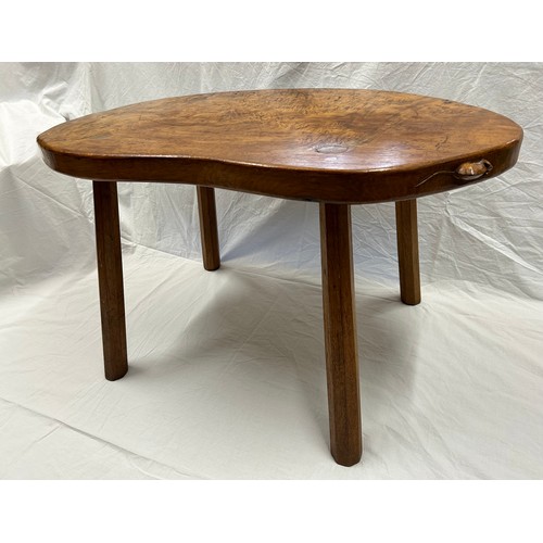 65 - A Robert Thompson, ‘Mouseman’ kidney shaped burr oak table on four octagonal legs with signature mou... 