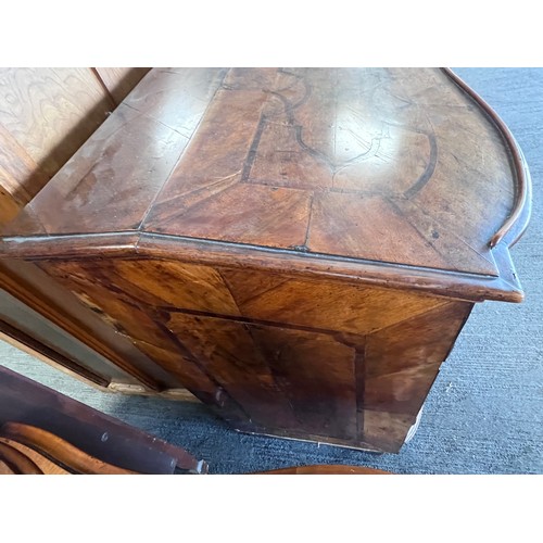 38 - An 18thC Austrian two door inlaid cabinet with sloping top and drawer to base. 109cm w x 94cm h x 48... 