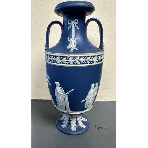 185 - A pair of Wedgwood Jasperware vases, 23cm h.