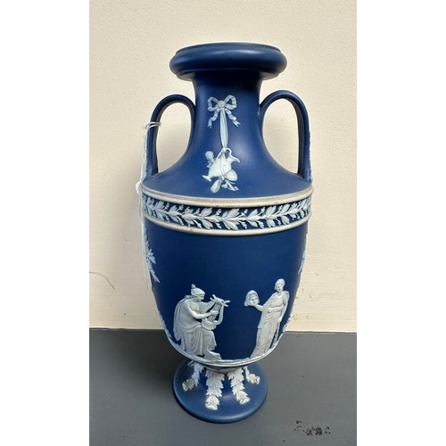 185 - A pair of Wedgwood Jasperware vases, 23cm h.