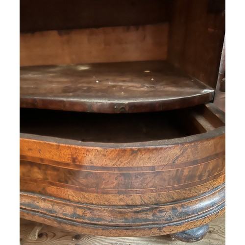 125 - An 18thC Austrian two door inlaid cabinet with sloping top and drawer to base. 109cm w x 94cm h x 48... 