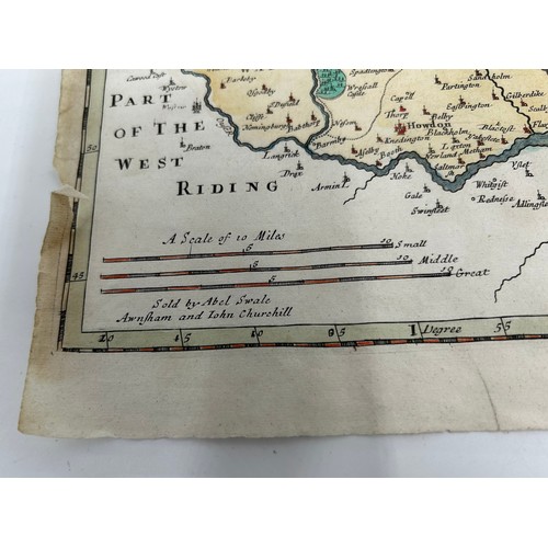 1347 - An East Riding of Yorkshire map by Robert Morden sold by Abel Swale Awnfham & John Churchill. Image ... 