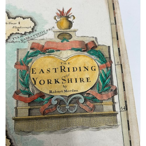 1347 - An East Riding of Yorkshire map by Robert Morden sold by Abel Swale Awnfham & John Churchill. Image ... 