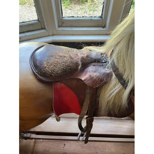 1049 - A good quality wooden rocking horse made by Robert Mullis, with paperwork and original bill from 198... 