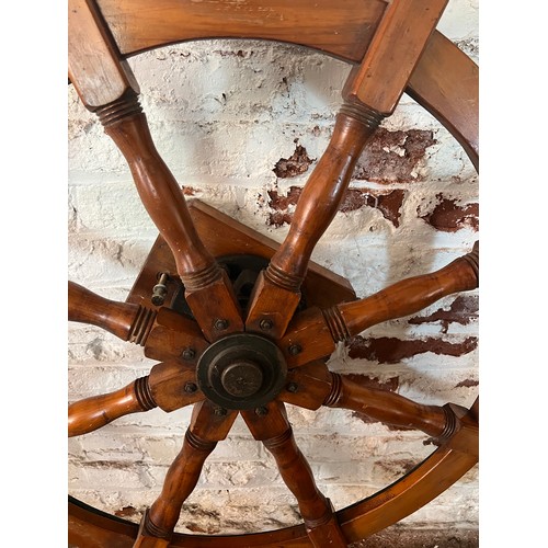 10 - A vintage ship’s wheel, H. Hunt & Son Liverpool. 151cm d.