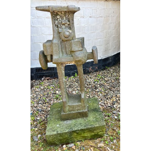 3 - A modern metal garden sculpture on stone plinth. Ex. Beverley Westwood hospital. 77cm h.