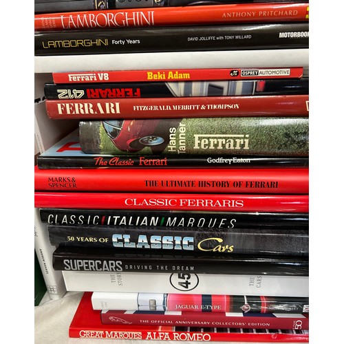 963 - A large collection of books relating to automobilia to include Ferrari, Aston Martin, Lamborghini, J... 