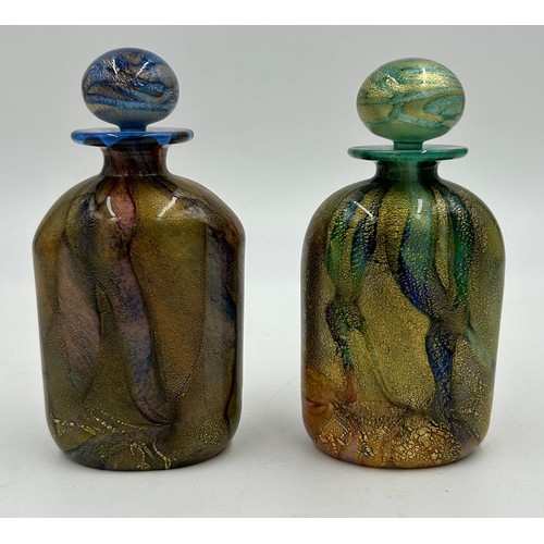 468 - Isle of Wight Studio Glass designed by Timothy and Jonathan Harris, seven perfume bottles with stopp... 