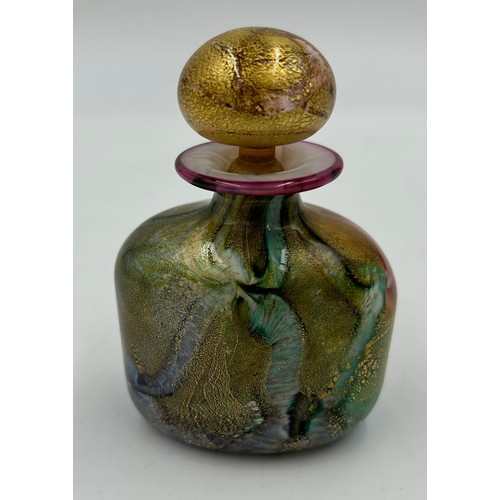 468 - Isle of Wight Studio Glass designed by Timothy and Jonathan Harris, seven perfume bottles with stopp... 