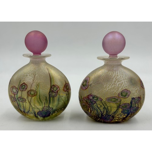 475 - Timothy Harris - Isle of Wight Studio Glass - Wild Garden in the pink colourway comprising: 2 x roun... 