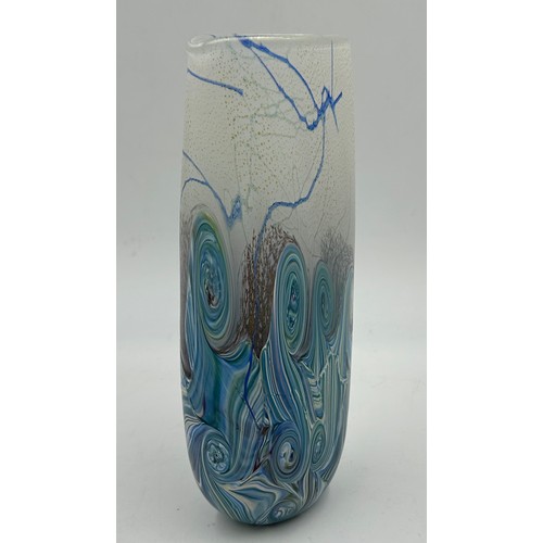 481 - Isle of Wight studio glass 'Seascape' collection by Timothy Harris to include tall vase 23cm h signe... 