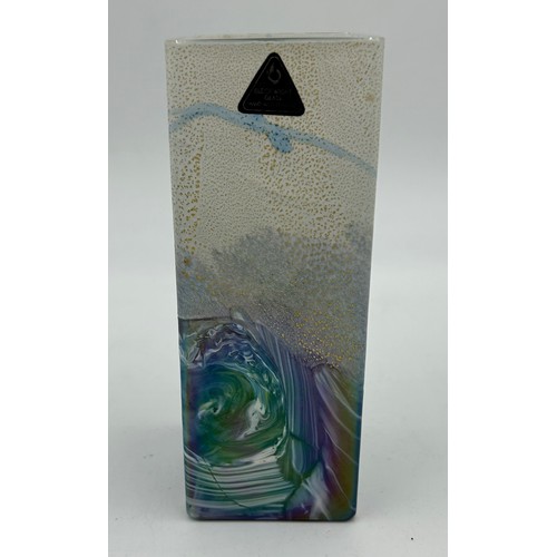 481 - Isle of Wight studio glass 'Seascape' collection by Timothy Harris to include tall vase 23cm h signe... 