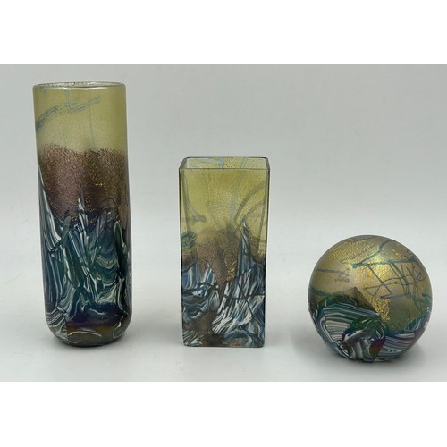 487 - Isle of Wight studio glass designed by Michael Harris in the 'Landscape' collection to include tall ... 