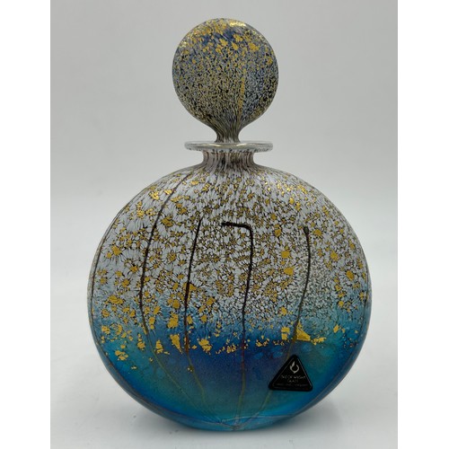 491 - Isle of Wight studio glass 'Golden Rain' designed by Timothy Harris to include large flask perfume b... 