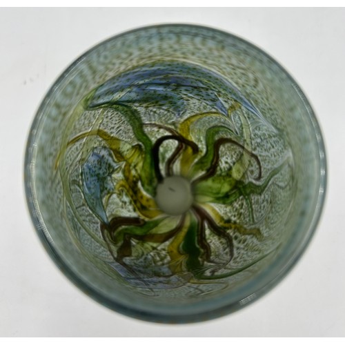 496 - Isle of Wight studio glass Trial piece 'English Bluebell' vase 19cm h by Timothy Harris 2003. The de... 