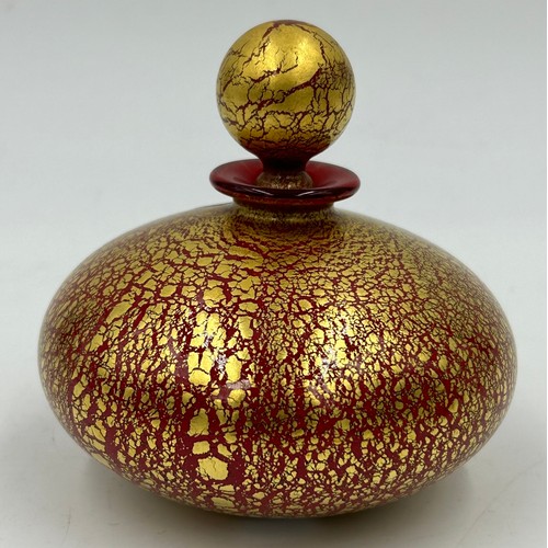 506 - Isle of Wight studio glass 'Oro Rosso' designed by Timothy Harris to include a small squat perfume b... 