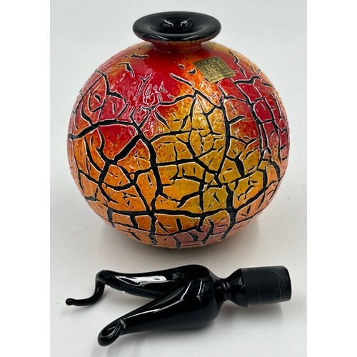 512 - Isle of Wight studio glass by Timothy Harris in the 'Crizzle' collection to include globe perfume bo... 