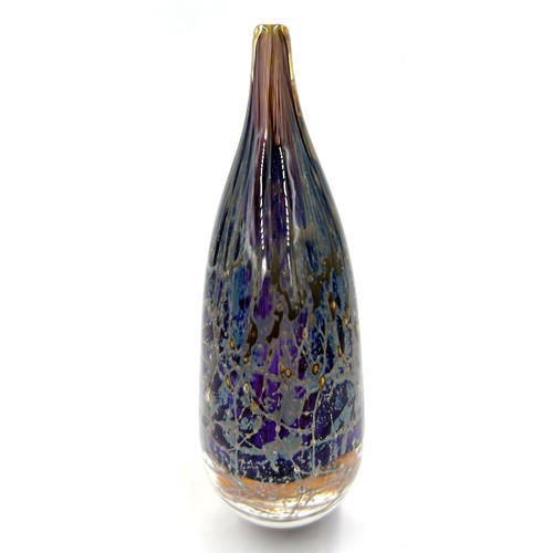 525 - Isle of Wight studio glass 'Crizzle' Stone Lollipop vase 13cm h signed and dated to base 2019 by Tim... 