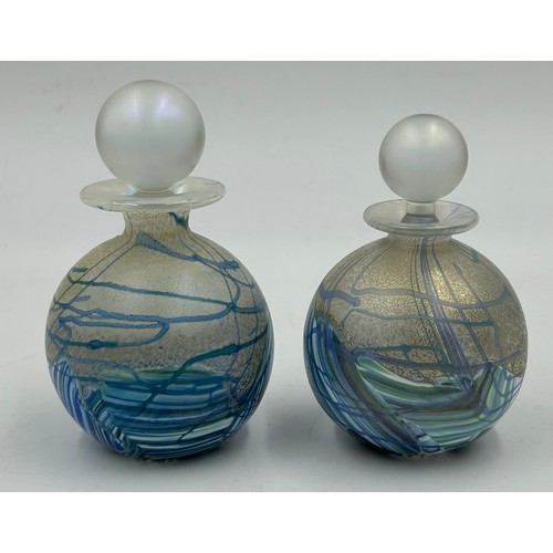 527 - Isle of Wight studio glass 'Seascape' collection by Michael Harris to include small globe vase 10cm ... 