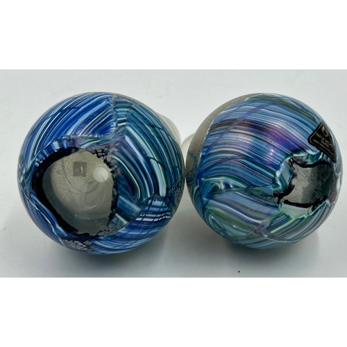 527 - Isle of Wight studio glass 'Seascape' collection by Michael Harris to include small globe vase 10cm ... 