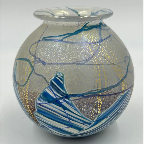 527 - Isle of Wight studio glass 'Seascape' collection by Michael Harris to include small globe vase 10cm ... 