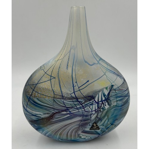 528 - Isle of Wight studio glass 'Lollipop' vase 23cm h by Michael Harris. Limited edition 17/500 signed t... 