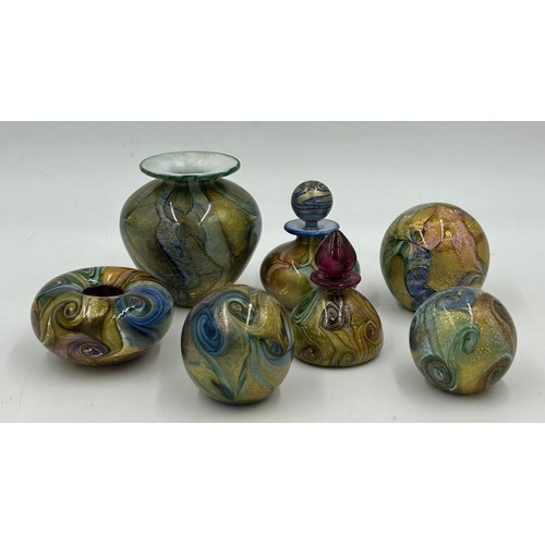 530 - Isle of Wight studio glass by Timothy Harris from the 'Mosaic' collection to include small vase 10cm... 